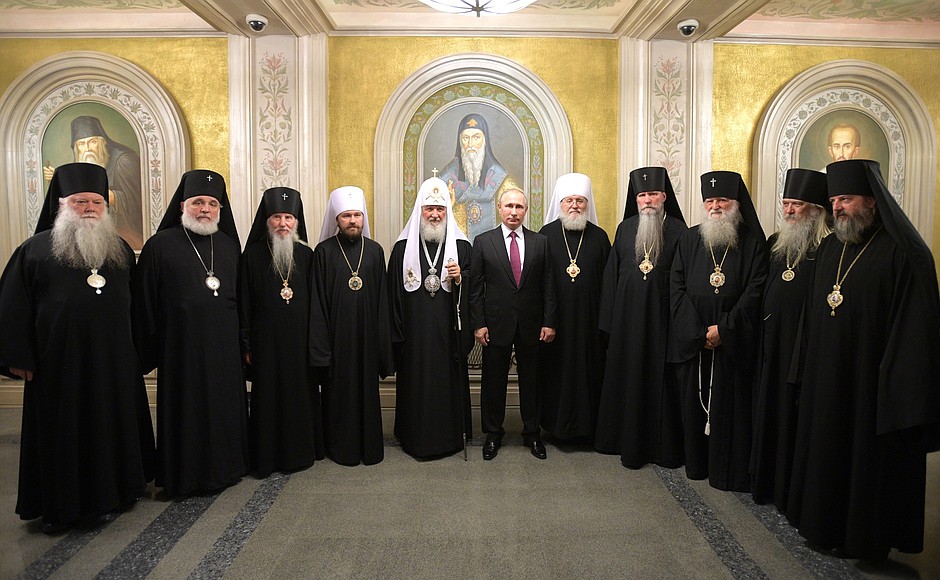 Visiting the Sretensky Monastery in Moscow. With Patriarch of Moscow and All Russia Kirill and representatives of the Russian Orthodox Church Abroad.