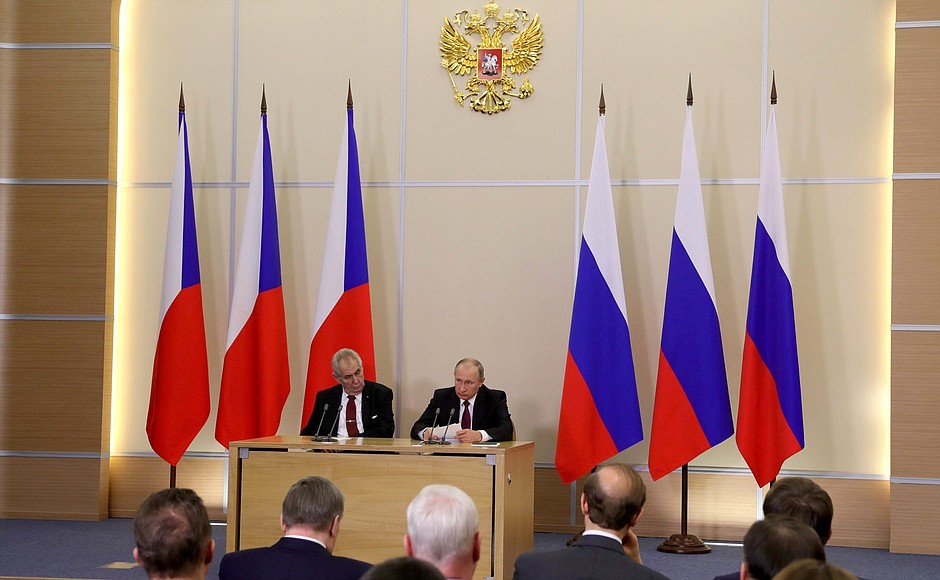 Press statements following Russian-Czech talks. With President of the Czech Republic Milos Zeman.