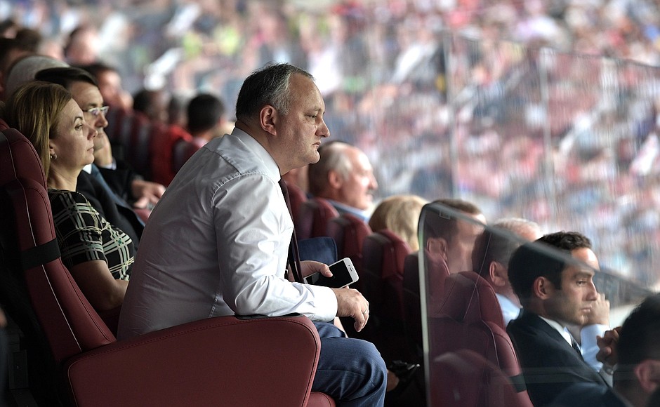 President of Moldova Igor Dodon at the final match of the 2018 World Cup.