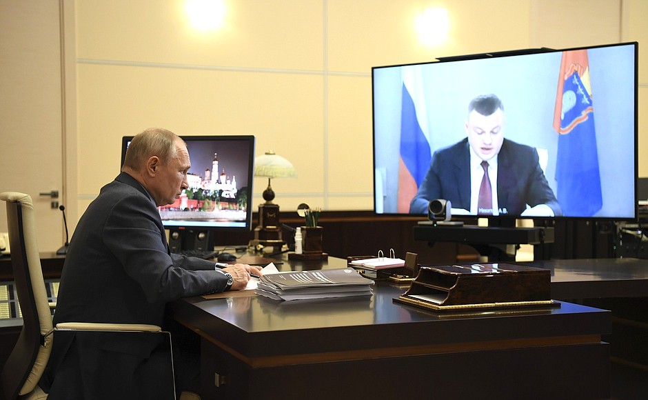 Рабочая встреча с главой администрации Тамбовской области Александром Никитиным (в режиме видеоконференции).