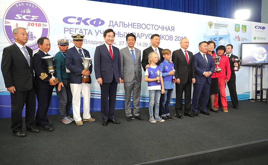 Presenting awards to winners and medalists of SCF Far East Tall Ships Regatta.