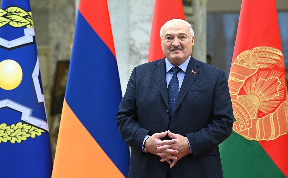 President of Belarus Alexander Lukashenko before the joint photo session of the CSTO heads of state.