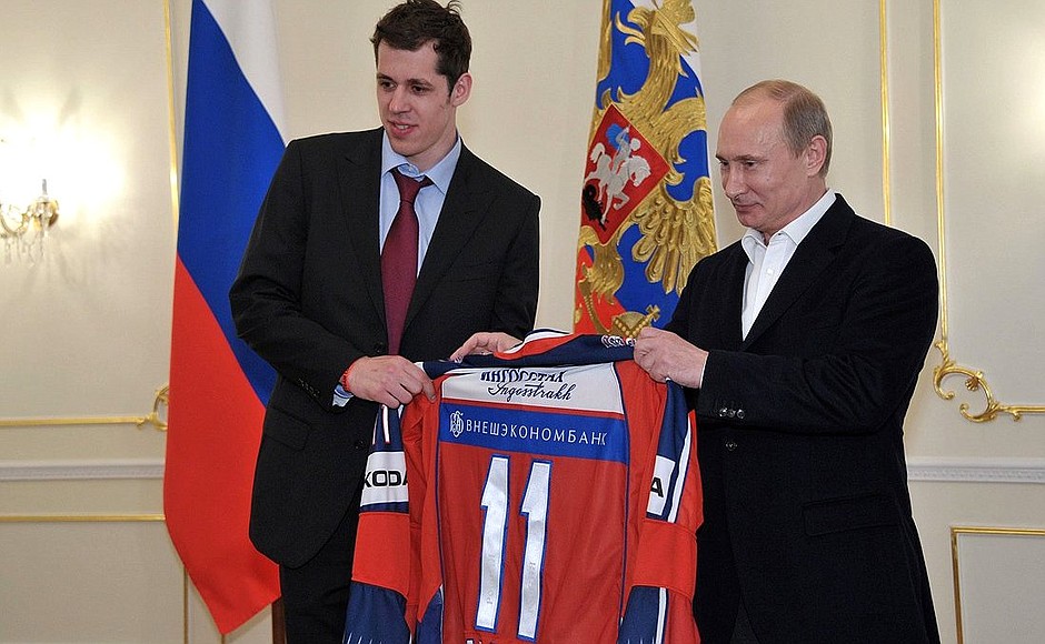 With Russian national hockey team forward Yevgeny Malkin.