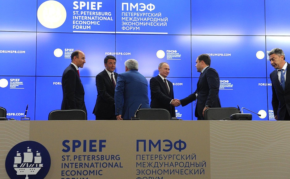 At the signing ceremony of Russian-Italian documents.