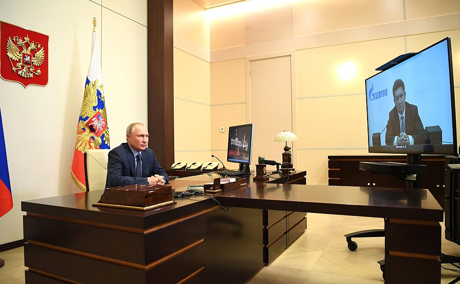 Meeting with Gazprom CEO Alexei Miller (via videoconference).