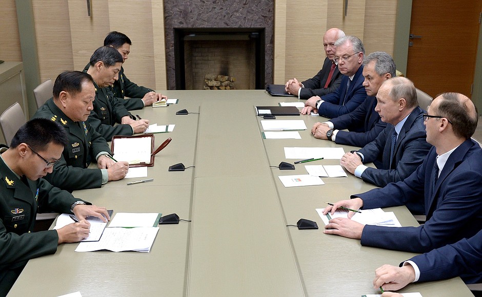 Встреча с заместителем председателя Центрального военного совета Коммунистической партии Китая, председателем китайской части Российско-китайской смешанной межправительственной комиссии по военно-техническому сотрудничеству Чжан Юся.