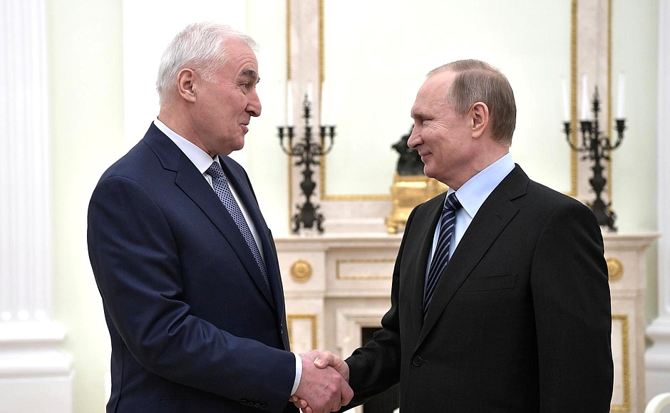 With President of South Ossetia Leonid Tibilov.