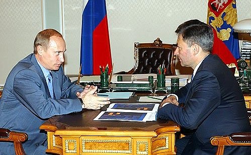 Working meeting with Leonid Reiman, Minister for Information Technology and Communications.
