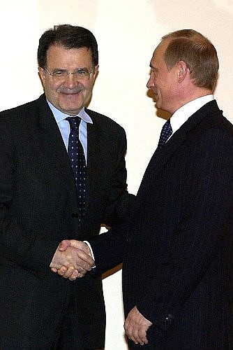 President Putin meeting with the head of the European Commission, Romano Prodi.