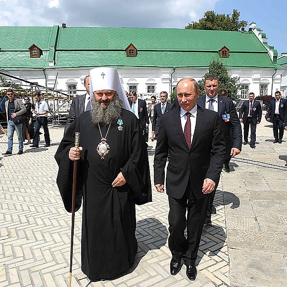Visiting Kiev Pechersk Lavra. With Metropolitan Pavel (Paul) of Vyshgorod and Chernobyl, the Superior of the Kiev Pechersk Lavra.