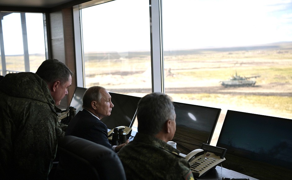 Supreme Commander-in-Chief of Russia’s Armed Forces Vladimir Putin observed the main stage of Vostok-2018 military manoeuvres.
