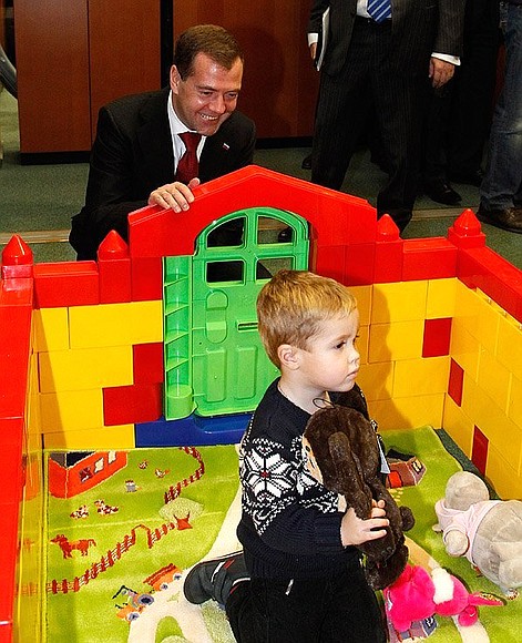 In a play room for children of Sberbank’s head office customers.