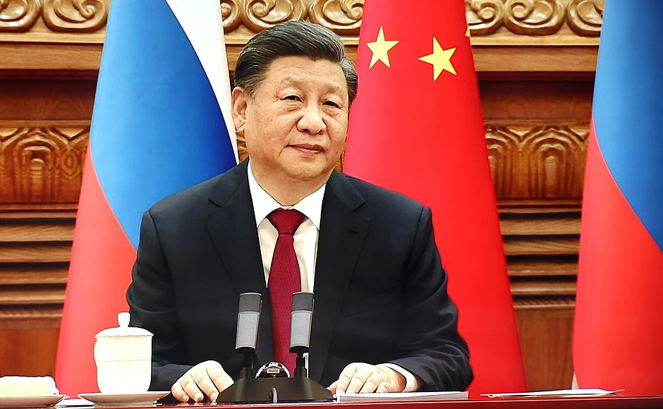 President of the People’s Republic of China Xi Jinping during the Russian-Chinese talks (via videoconference).