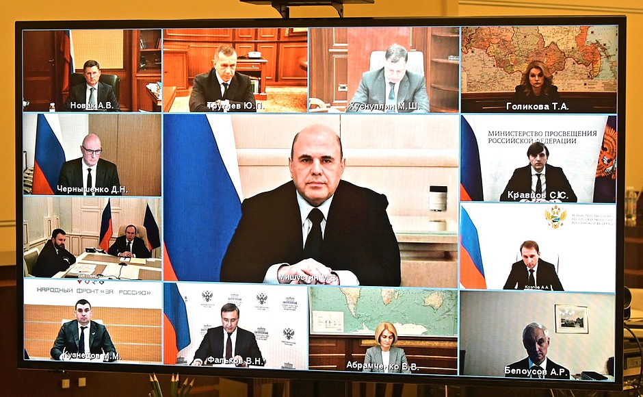 Participants in the meeting with Government members (via videoconference).