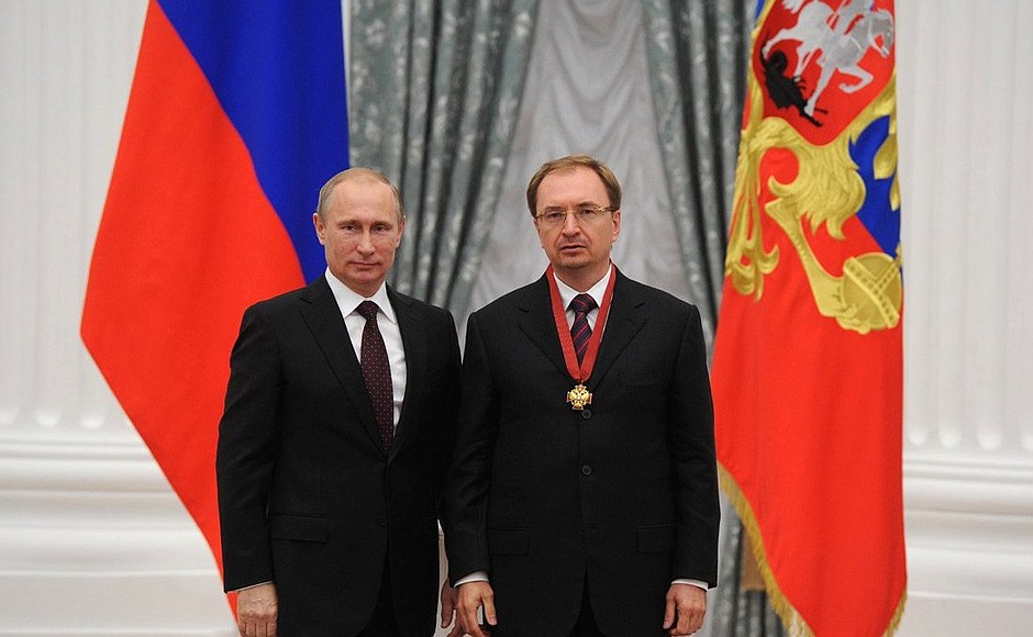 Presenting Russian Federation state decorations. The Order for Services to the Fatherland, III degree, is awarded to St Petersburg State University Rector Nikolai Kropachev.