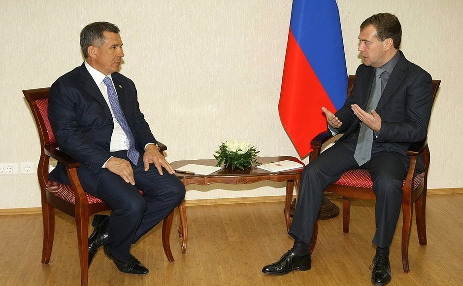 С Президентом Республики Татарстан Рустамом Миннихановым.