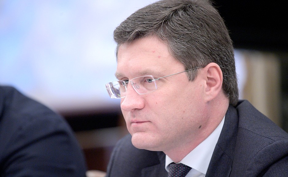 Energy Minister Alexander Novak at a meeting with Government members.