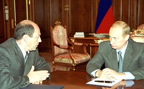 President Vladimir Putin with Interior Minister Vladimir Rushailo.
