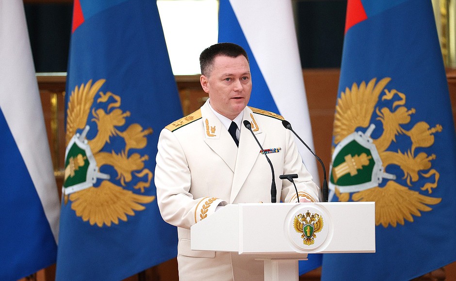 Prosecutor General of the Russian Federation Igor Krasnov during the ceremonial meeting to mark the 300th anniversary of the prosecutor's office in Russia.