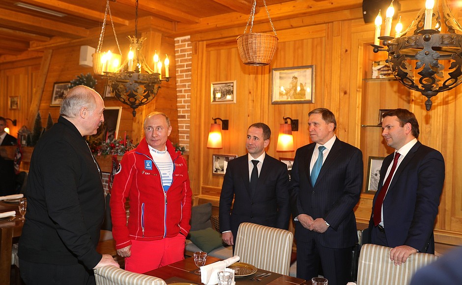 At a ski resort. With President of the Republic of Belarus Alexander Lukashenko.