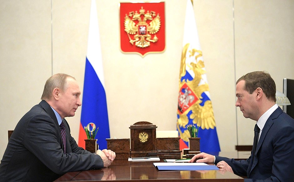 Рабочая встреча с Председателем Правительства Дмитрием Медведевым.