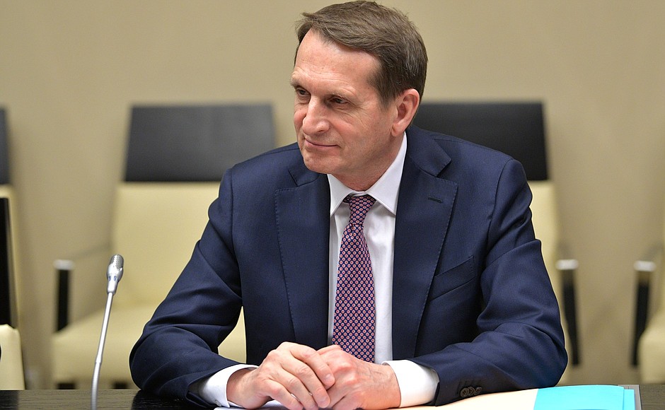 Director of the Foreign Intelligence Service Sergei Naryshkin at the meeting with permanent members of Security Council.