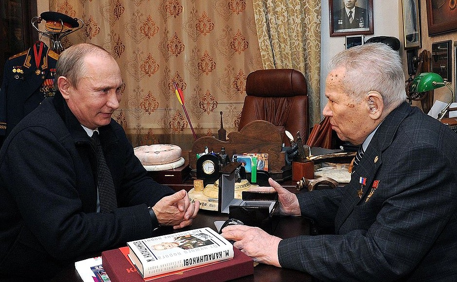 Visiting famous small weapons designer Mikhail Kalashnikov.