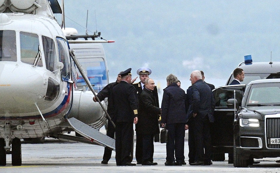 Vladimir Putin arrived in Belokamenka, Murmansk Region.
