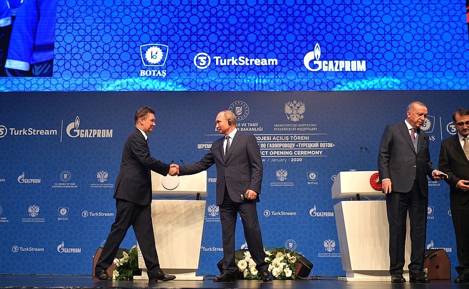 Ceremony to launch TurkStream gas pipeline. With Gazprom CEO Alexei Miller.