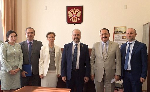 Commissioner for Children's Rights Anna Kuznetsova following the meeting with Ambassador Extraordinary and Plenipotentiary of the Republic of Iraq to the Russian Federation Haidar Mansour Hadi Avis and Ambassador Extraordinary and Plenipotentiary of the Syrian Arab Republic to the Russian Federation Riad Haddad.