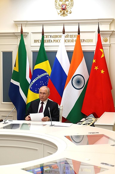 Vladimir Putin took part, via videoconference, in the BRICS Plus/Outreach format meeting.