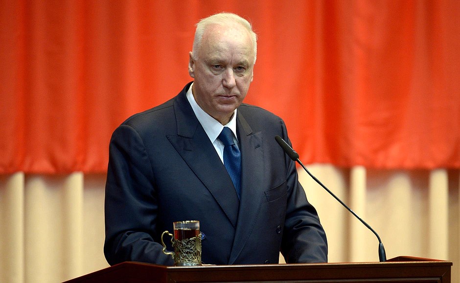 Chairman of the Investigative Committee Alexander Bastrykin at a meeting of the Investigative Committee Board.