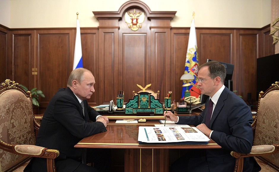 With Minister of Culture Vladimir Medinsky.