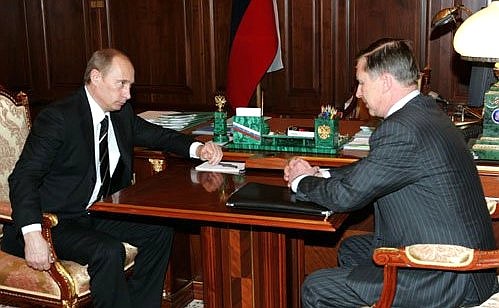 Рабочая встреча с Министром обороны Сергеем Ивановым.
