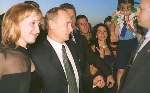 President Putin with Moscow school graduates.