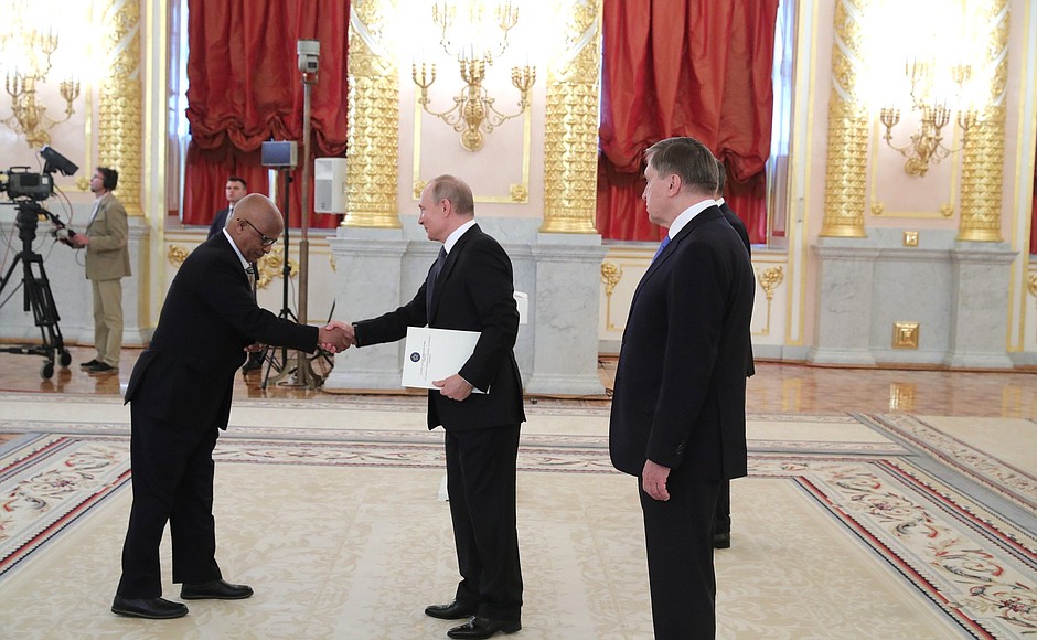 Letter of credence was presented to the President of Russia by Alemayehu Tegenu Aargau (Federal Democratic Republic of Ethiopia).