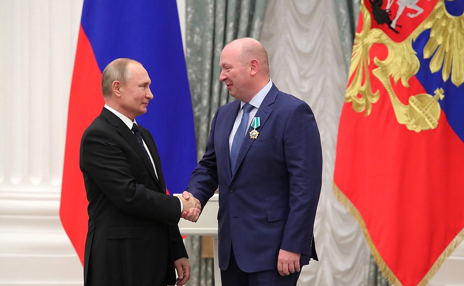 Ceremony for presenting state decorations. The Order of Friendship was awarded to Mikhail Voyevodin, CEO of VSMPO-AVISMA Corporation.