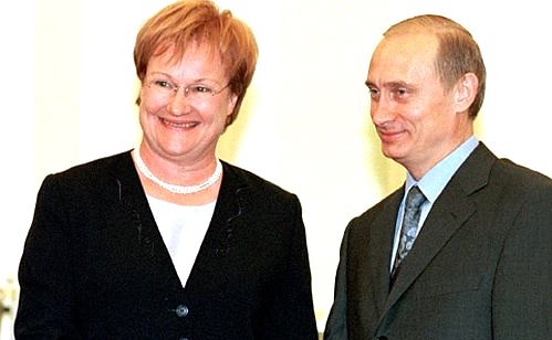 С Президентом Финляндии Тарьей Халонен.