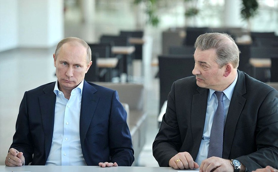 With President of Russia’s Ice Hockey Federation Vladislav Tretyak at the meeting with representatives of ice hockey and figure skating federations.