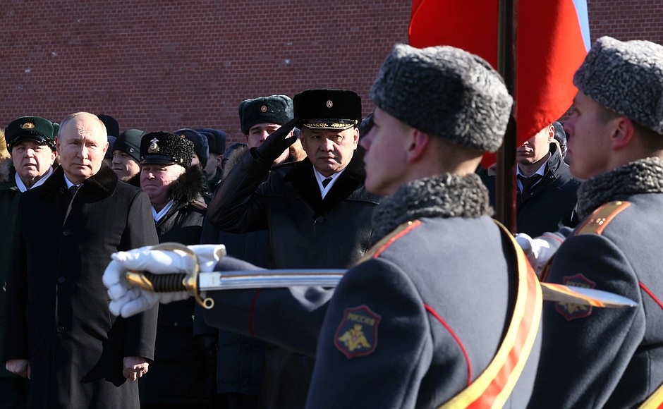 During a wreath-laying ceremony at the Tomb of the Unknown Soldier.