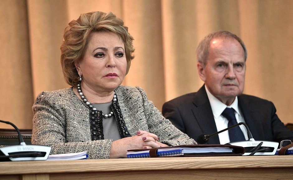 Speaker of the Federation Council Valentina Matviyenko and President of the Constitutional Court Valery Zorkin at a meeting of the Prosecutor General Office’s Board.