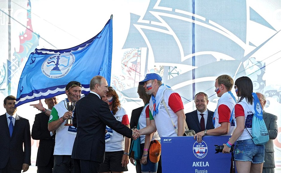 At award ceremony of the first stage of the Black Sea Tall Ships Regatta.