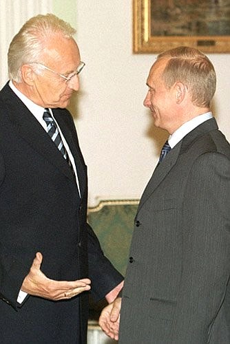 President Putin with Edmund Stoiber, Prime Minister of Bavaria and Chairman of the Christian Social Union (CSU).
