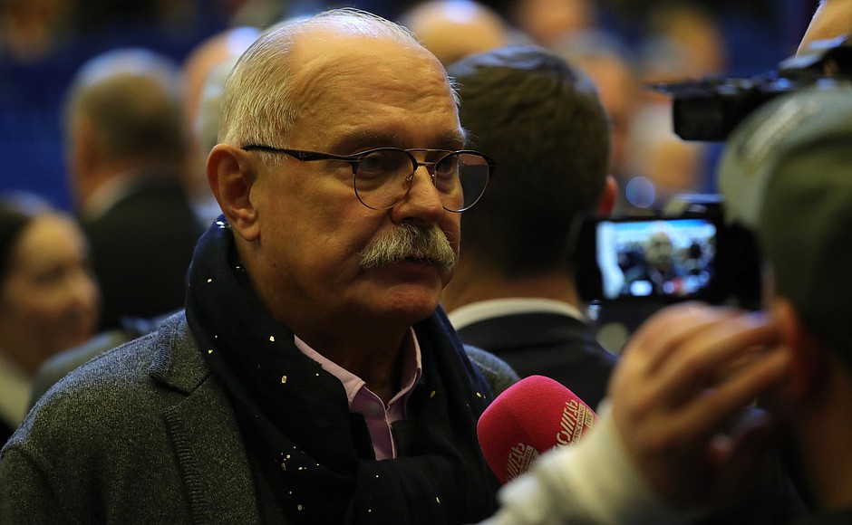 Before the plenary session of the World Russian People's Council. Film director, actor, screenwriter and producer, National Artist of the RSFSR Nikita Mikhalkov.