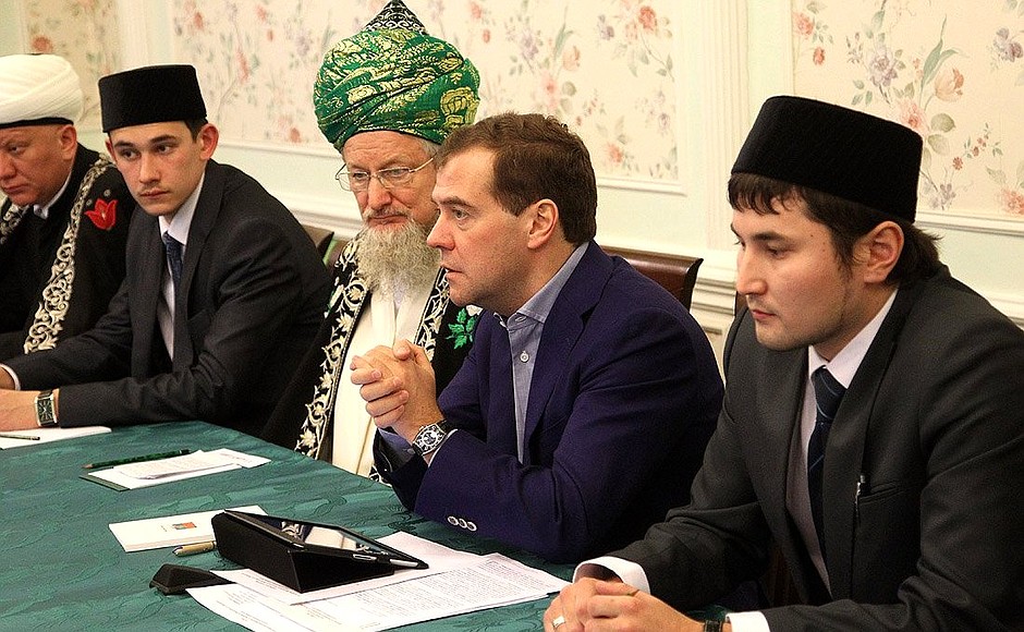 During a meeting with the Muslim clergy.