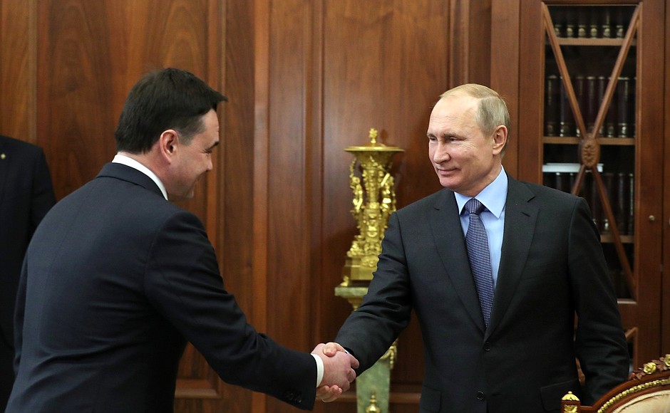 With Moscow Region Governor Andrei Vorobyov.