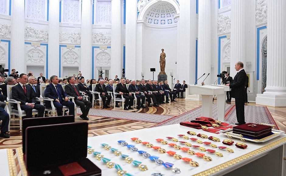 На церемонии вручения государственных наград Российской Федерации.
