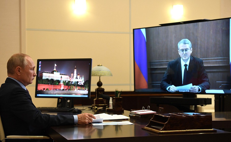 Рабочая встреча с временно исполняющим обязанности губернатора Камчатского края Владимиром Солодовым (в режиме видеоконференции).