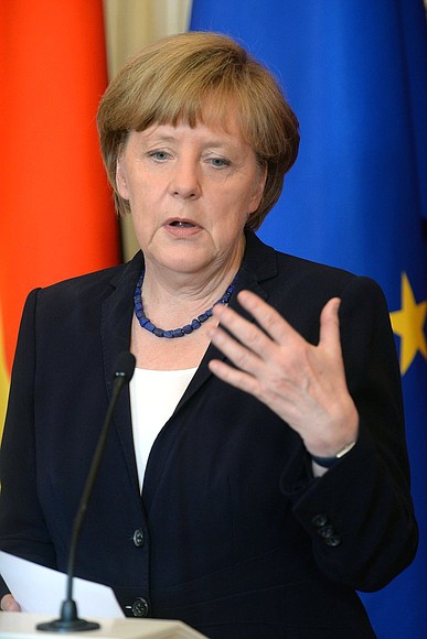Federal Chancellor of Germany Angela Merkel during a news conference following Russian-German talks.