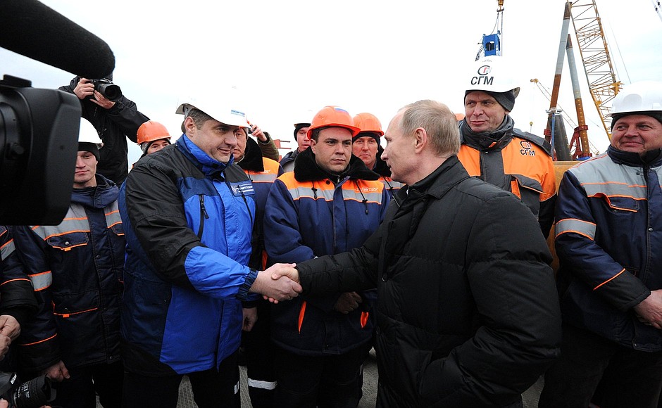 Visiting the Kerch Strait Bridge construction site.